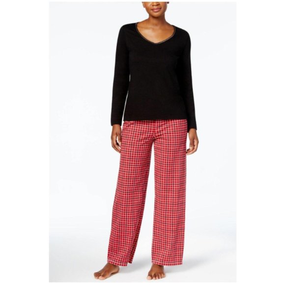 Charter Club Graphic Pajama Plaid Pants & Top Set - Picture 1 of 1